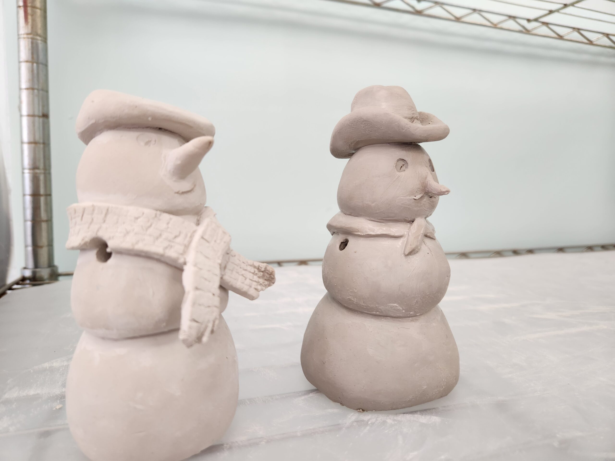 Pinch pot snowman by Erika Mitchell